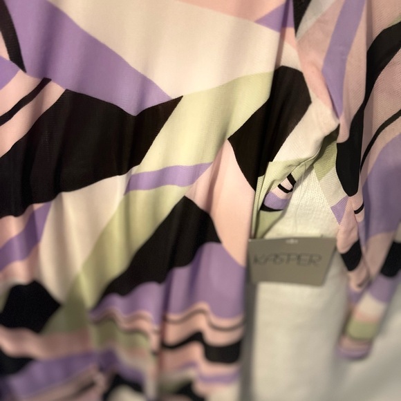 Kasper Tutu tunic geometric sheer sleeves Rare!! SZ: L NWT - Picture 8 of 15